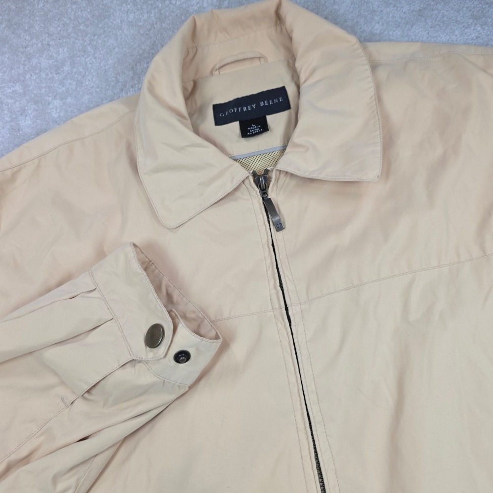 Geoffrey Beene Harrington Jacket Mens L Beige Full Zip Microfiber Polyester Tan